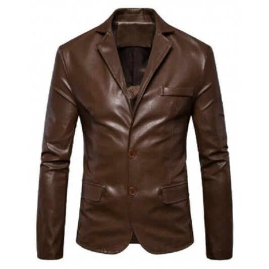 Men's Genuine Lambskin Blazer Leather Brown Stylish Blazer