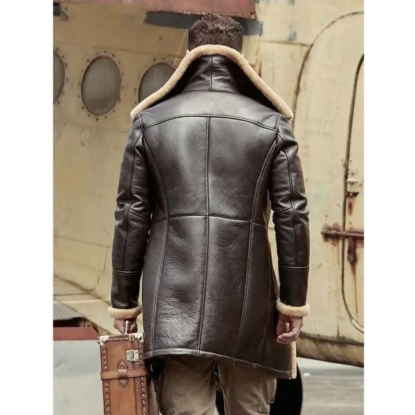 Men's Aviator B3 Flight Sheepskin Long Winter Coat