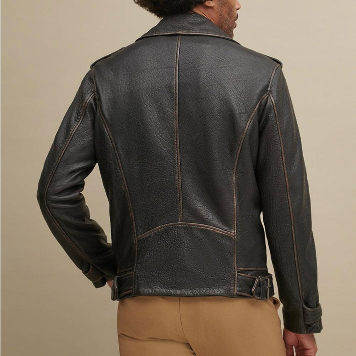 Asymmetrical Leather Biker Jacket