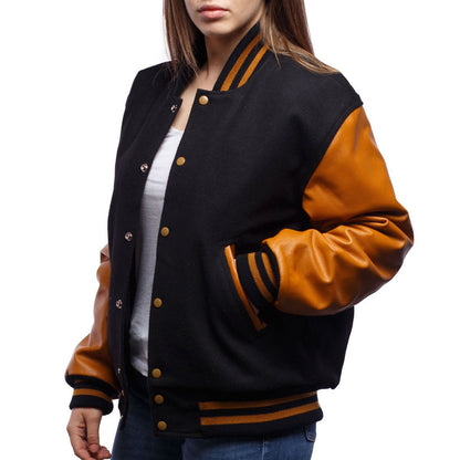 Two-tone Letterman Jacket For Women