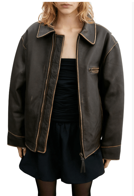 Dark Brown Vintage Leather Jacket for Women