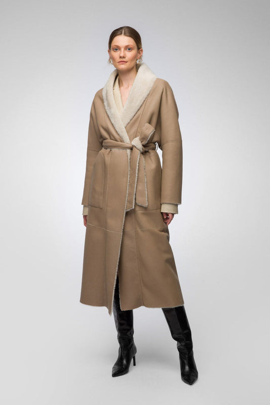 Tan Brown Leather Coat For Women