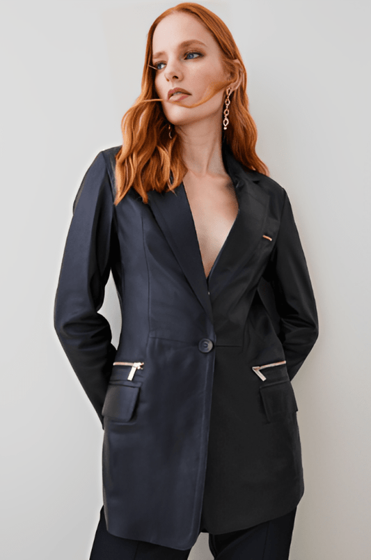 Noir Luxe Oversized Leather Blazer