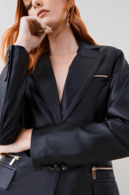 Noir Luxe Oversized Leather Blazer