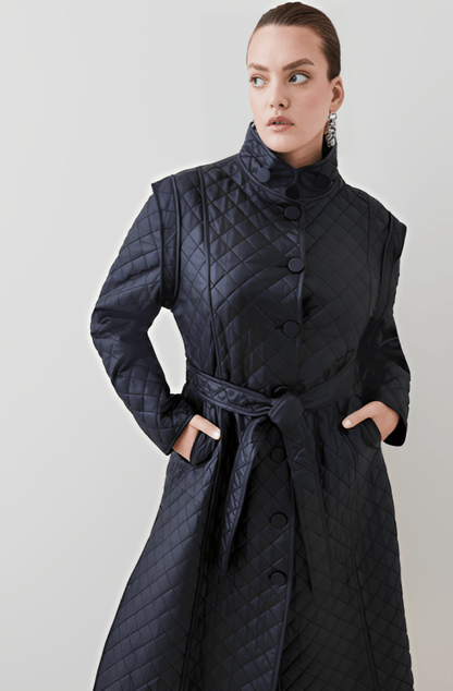 Quilted Leather Coat for Women