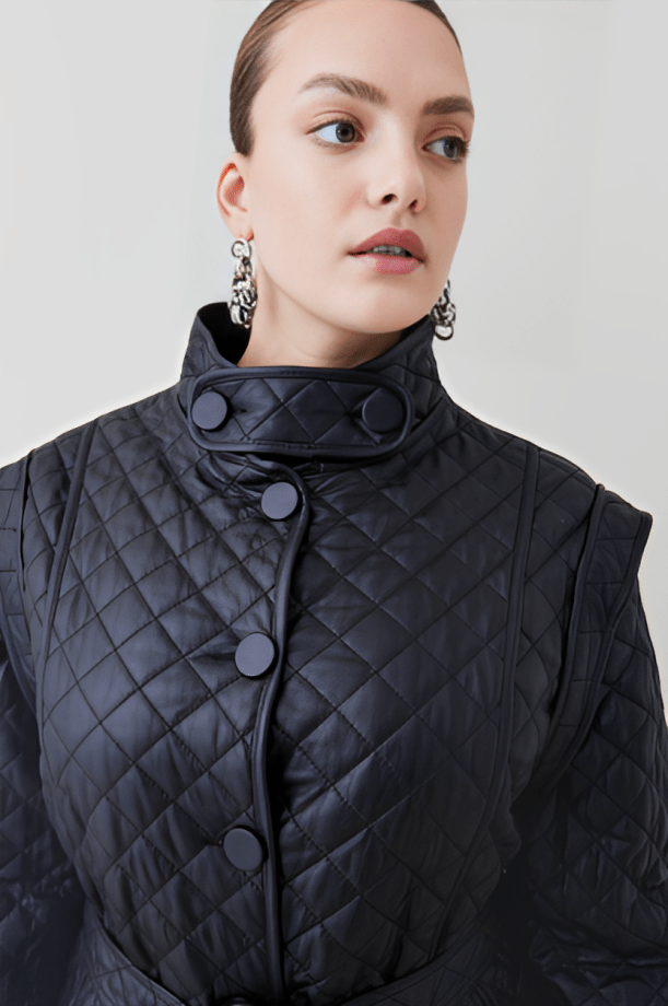 Quilted Leather Coat for Women