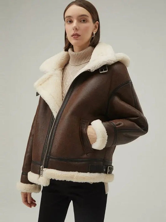 Removable Hood Shearling Jacket