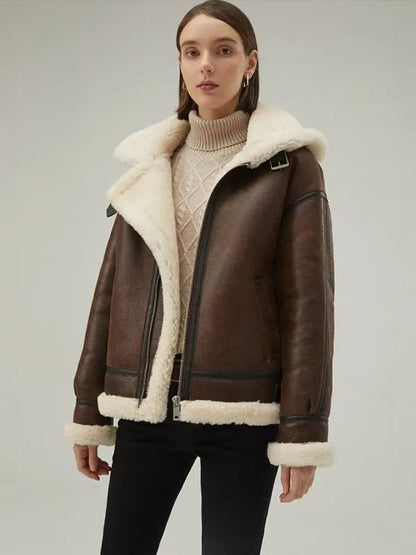 Removable Hood Shearling Jacket