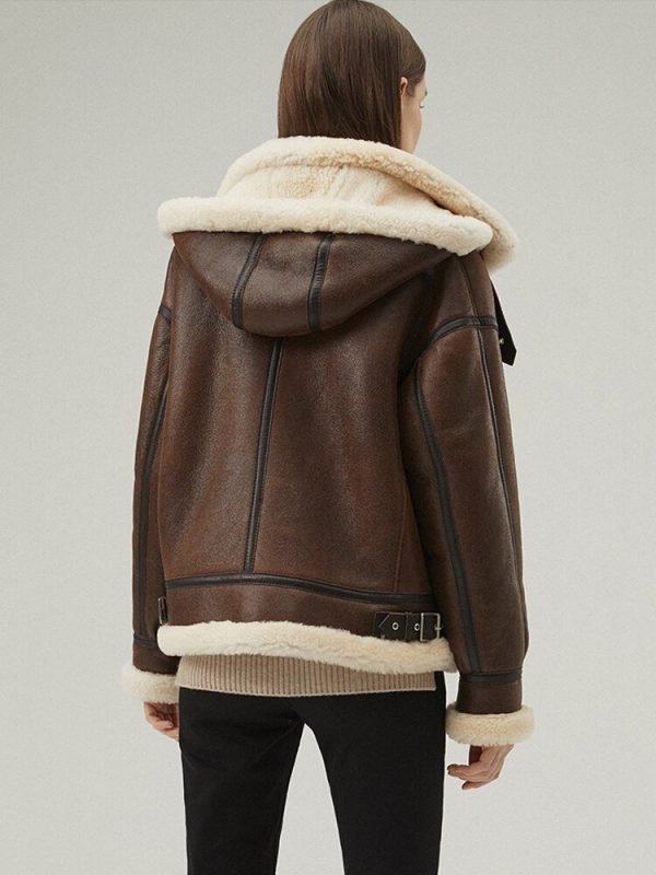 Removable Hood Shearling Jacket