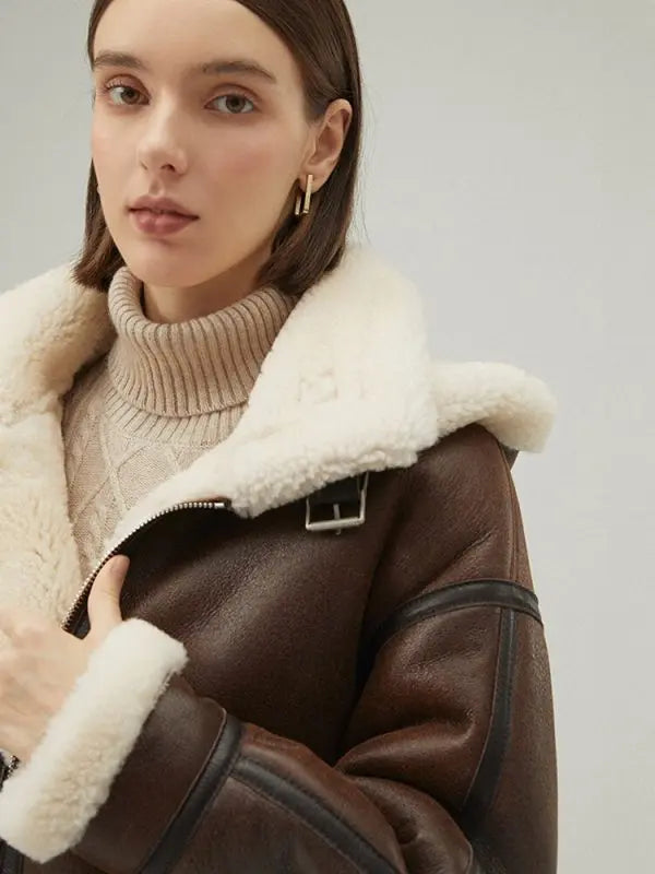 Removable Hood Shearling Jacket