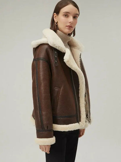 Removable Hood Shearling Jacket