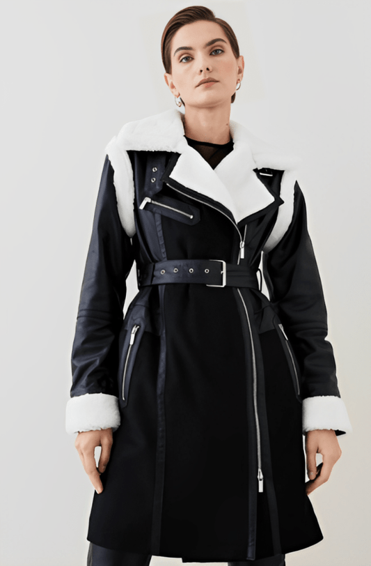 Shearling-lined Leather Coat