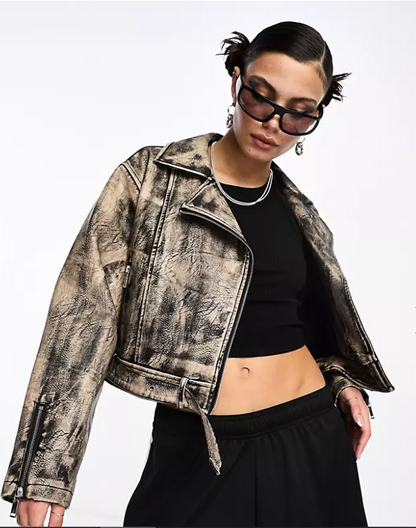 Retro Leather Jacket For Women