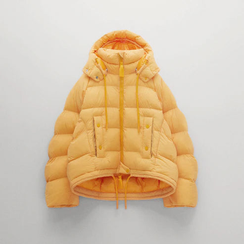 Flared puffer coat women