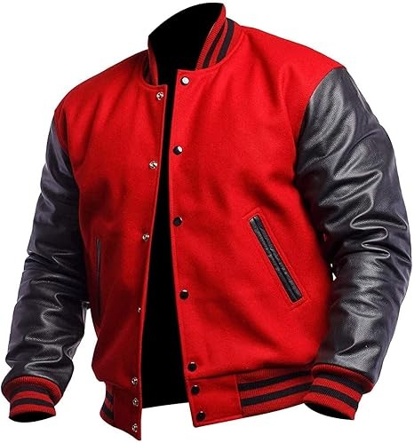 Varsity Jacket with Leather Sleeves