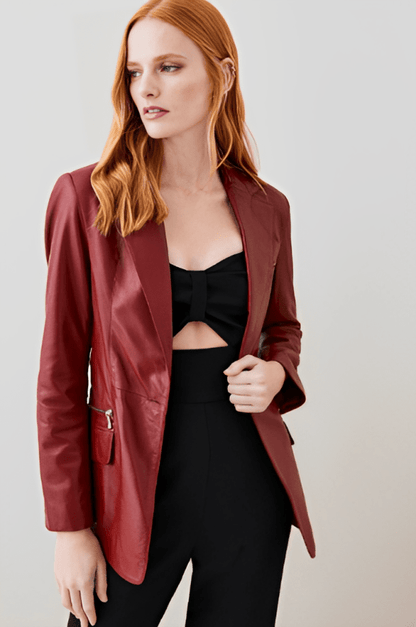 Bordeaux Chic Leather Blazer