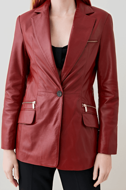 Bordeaux Chic Leather Blazer