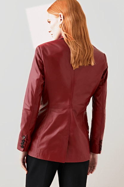 Bordeaux Chic Leather Blazer