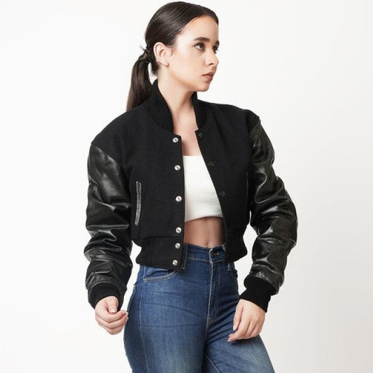 Women’s Short Leather Varsity Jacket