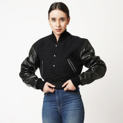 Women’s Short Leather Varsity Jacket