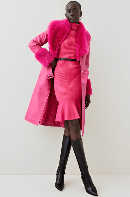 Shearling-Lined Leather Coat