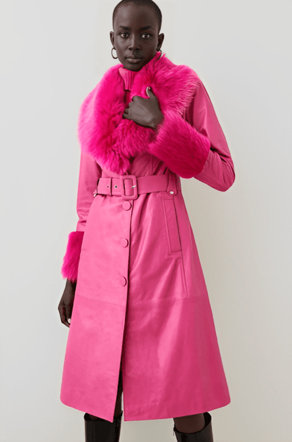 Shearling-Lined Leather Coat