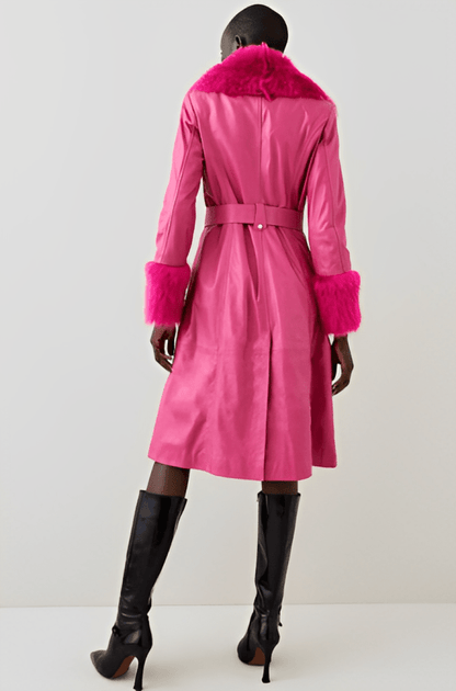Shearling-Lined Leather Coat