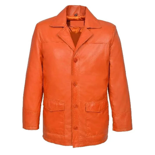Men's Leather Blazer Coat for Gents Party Wear