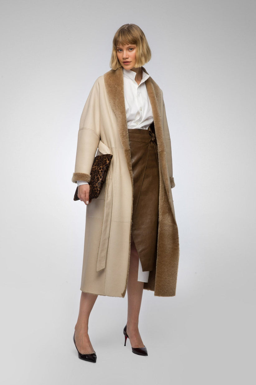Reversible Shearling Coat For Women