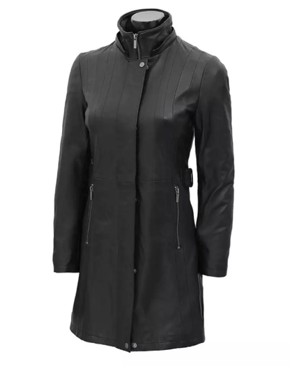 Leather Coat With Removable Hood