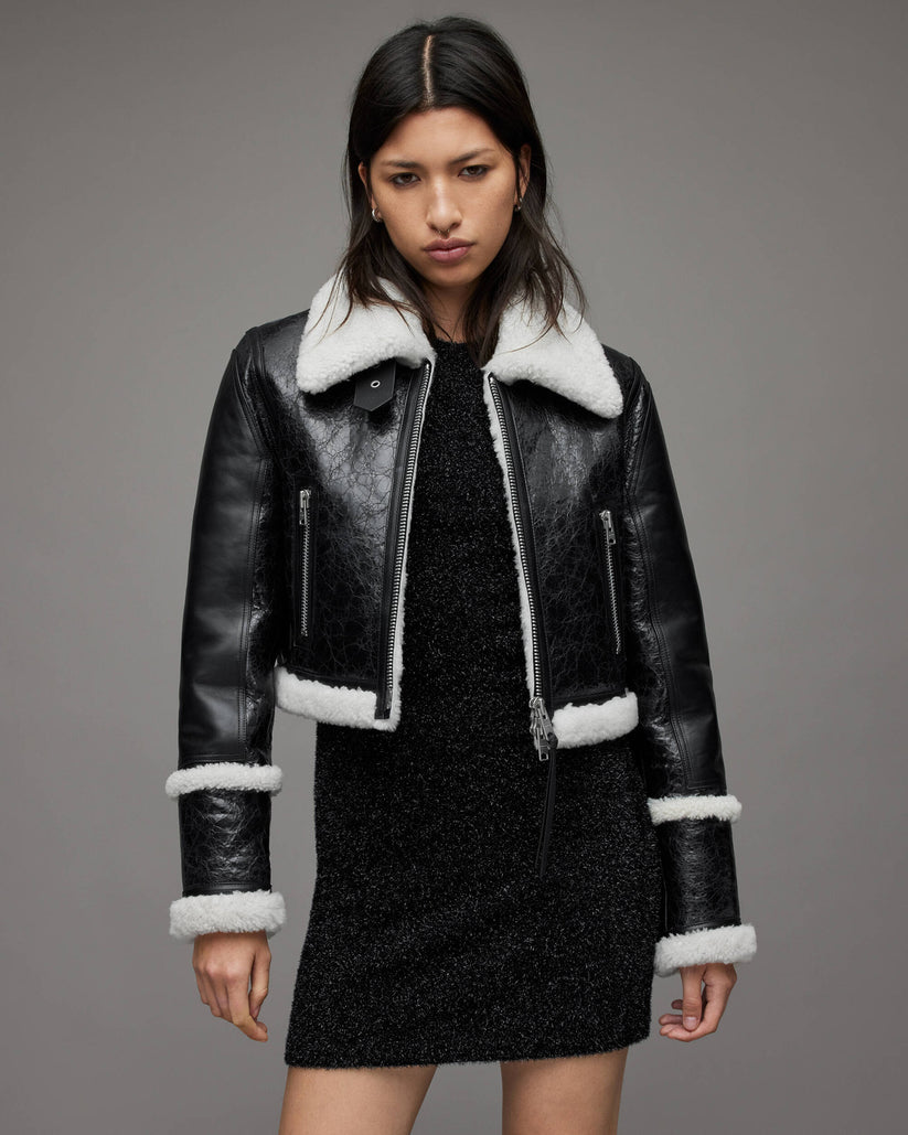 Dstressed Leather Shearling Jacket