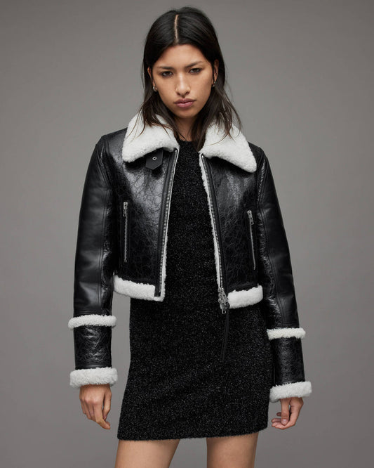 Dstressed Leather Shearling Jacket