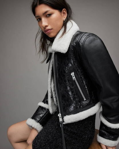 Dstressed Leather Shearling Jacket