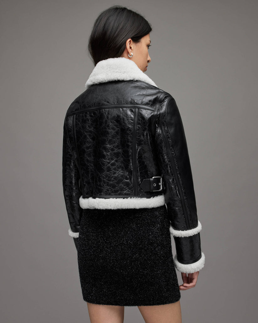 Dstressed Leather Shearling Jacket