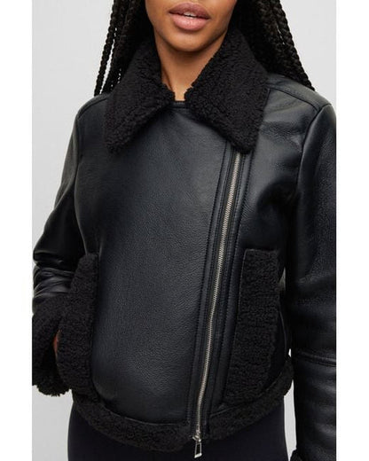 Biker Jacket With Faux Fur Lining