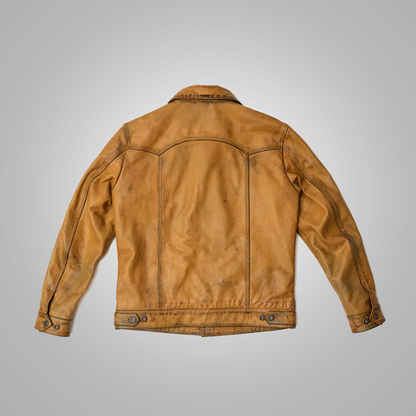 Distressed Leather Utility Jacket for Men