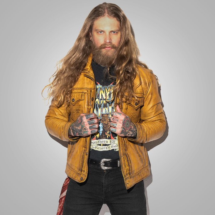 Distressed Leather Utility Jacket for Men