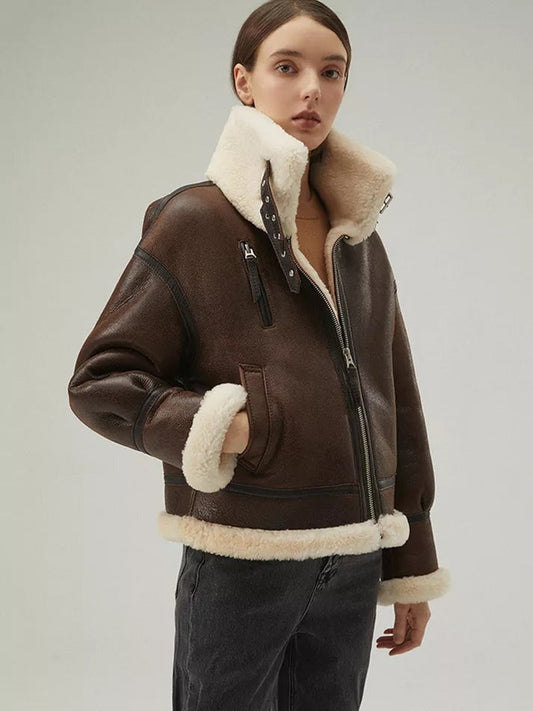 Sheepskin Leather Winter Coat