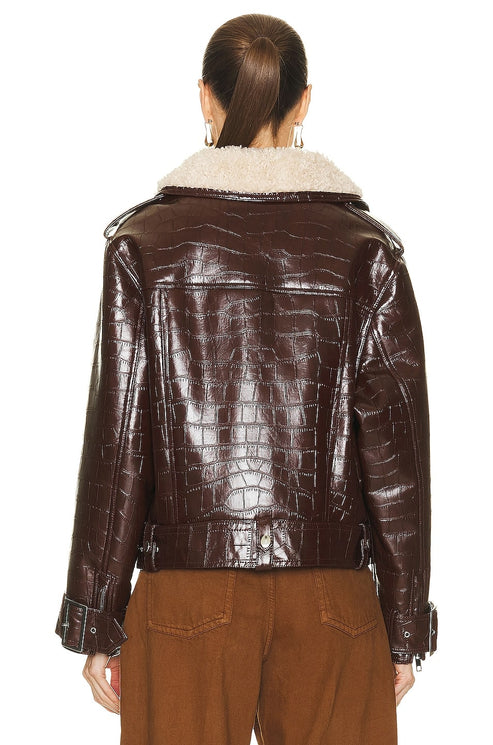 Crocodile Embossed Biker Jacket