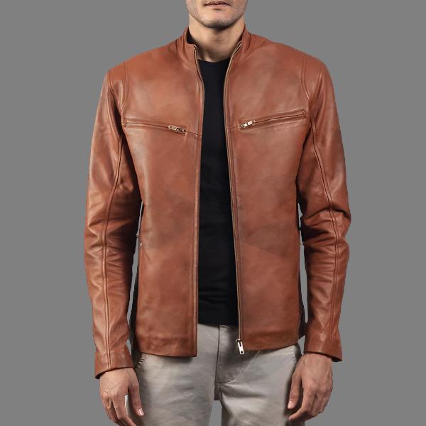 Brown Leather Biker Jacket