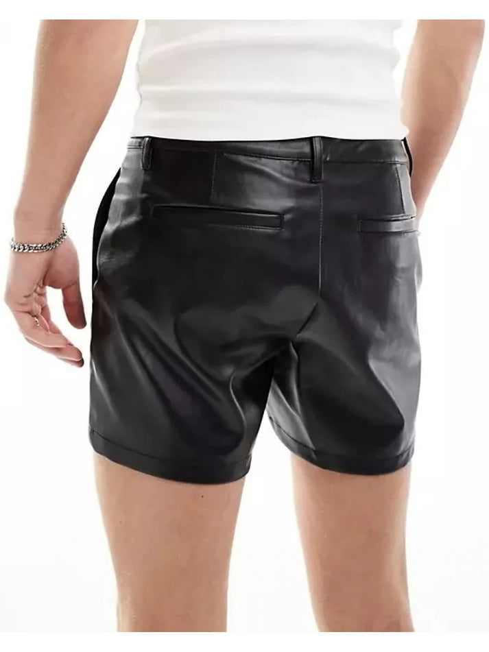 Lace-Up Leather Shorts for Men