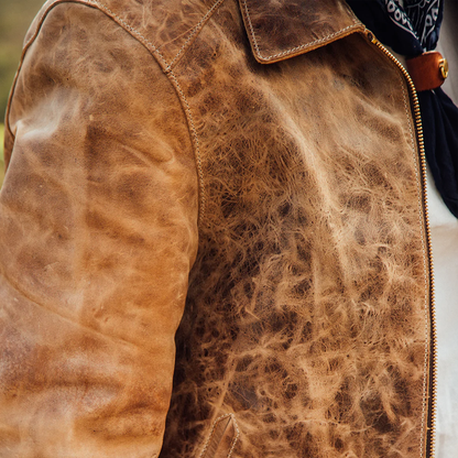 Vintage Distressed Leather Jacket for Men