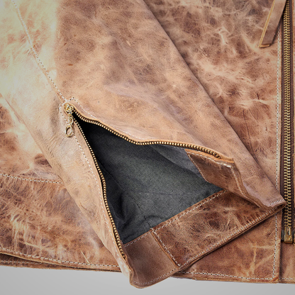 Vintage Distressed Leather Jacket for Men