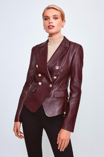 Mahogany Majesty Leather Blazer