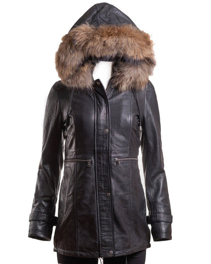 Removable Hood Leather Coat
