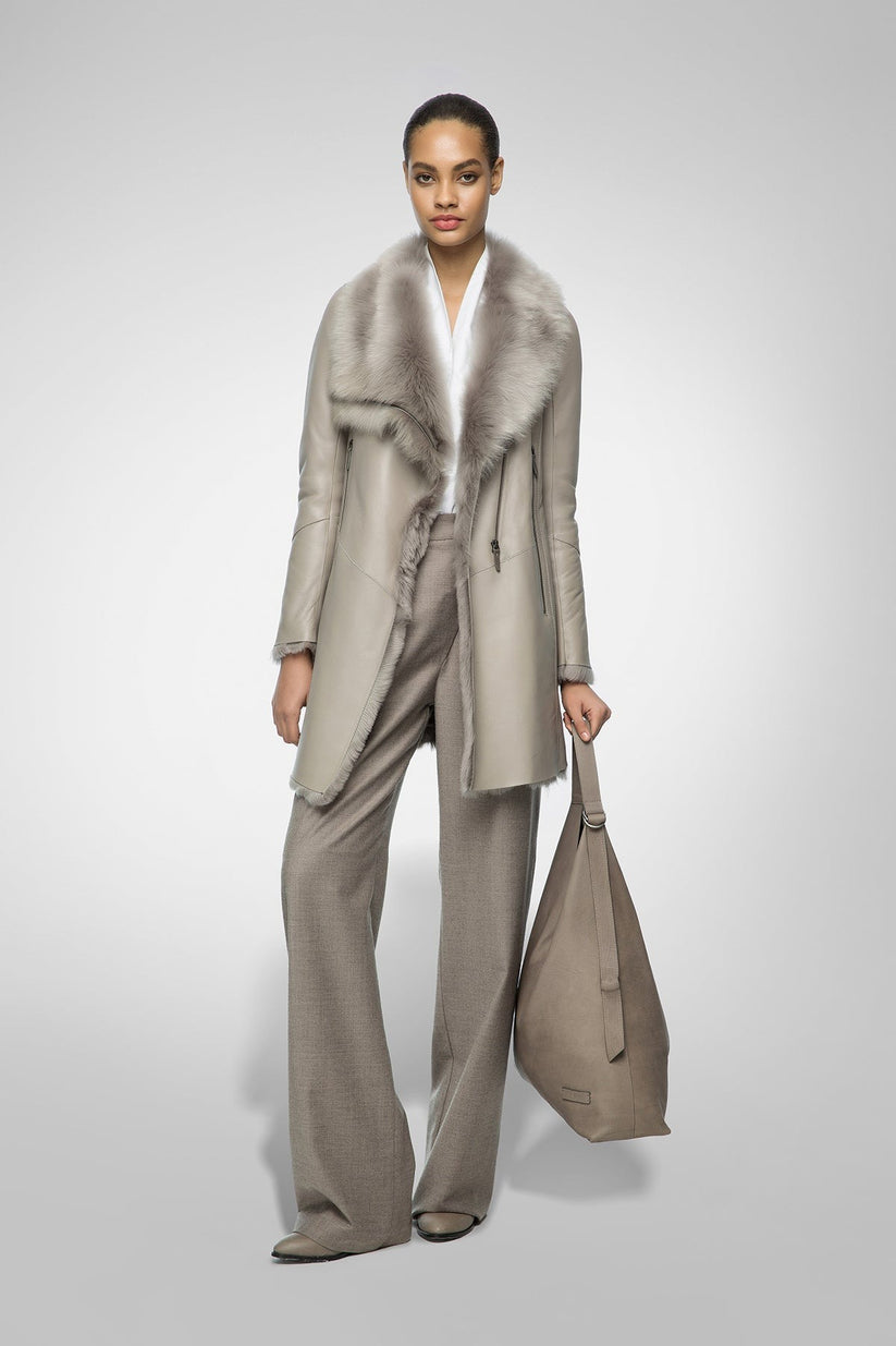 Soft Gray Trench Coat For Women
