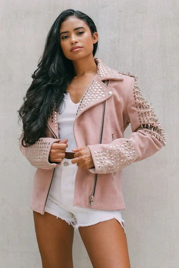 Pastel Leather Jacket for Women