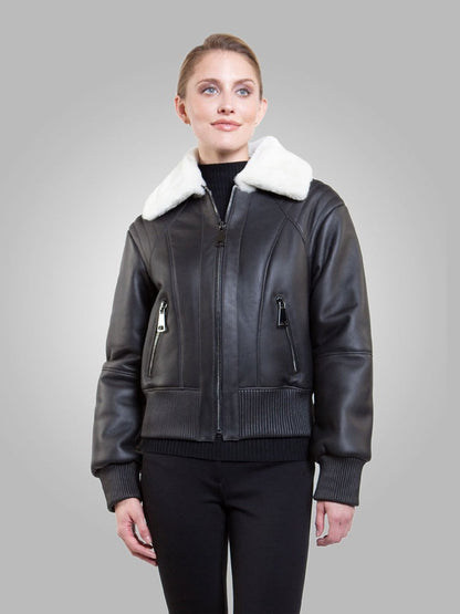 White Fur Lining B3 Jacket for Women
