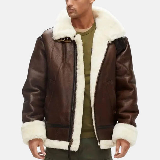 Men’s Air Forces B3 Bomber Sheepskin Shearling Leather Jacket