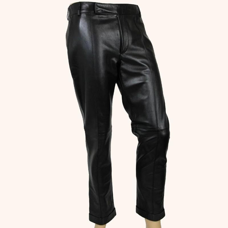 Men’s Authentic Fashion Black Leather Pants – Premium Fit